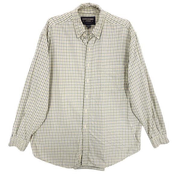 Abercrombie & Fitch Shirt Mens Medium Multicolor Check Wool Blend Button Down - Picture 1 of 11